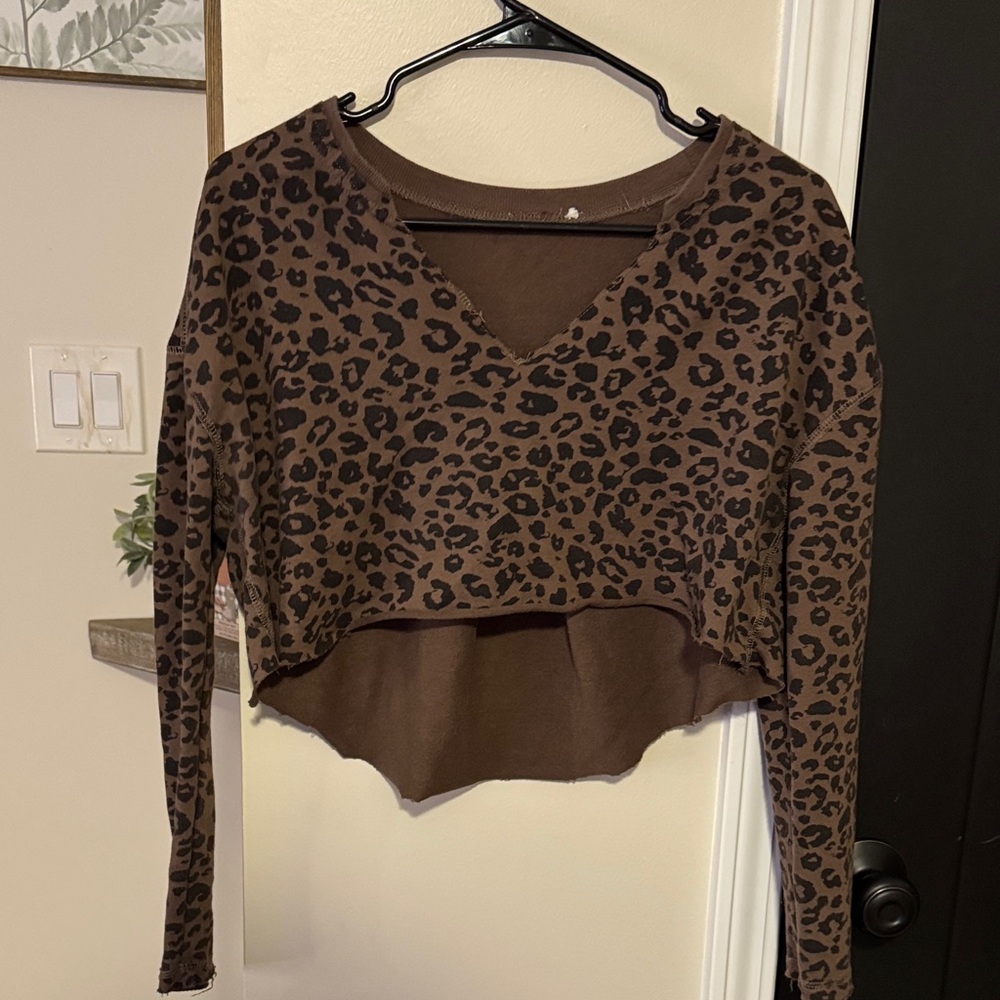 Brown Leopard Print Women's Crop Top
